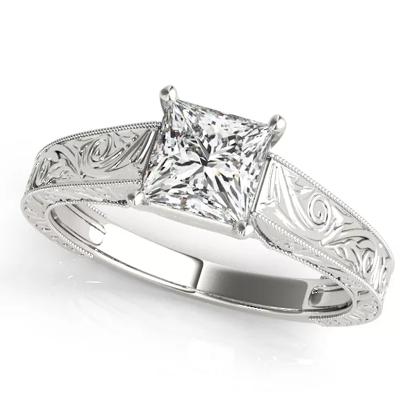 Sahara Princess Cut Engraved Solitaire Engagement Ring