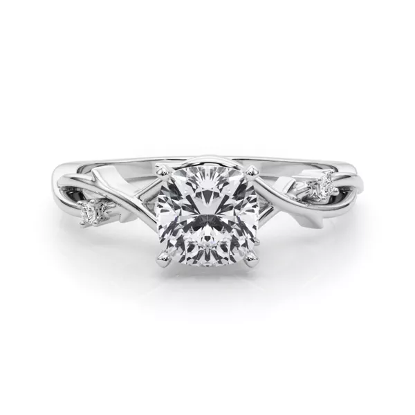 Vine Nature Inspired Engagement Ring With 1.02 Carat Cushion Diamond