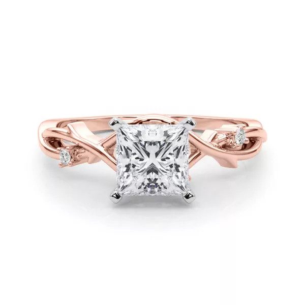 Vine Nature Inspired Engagement Ring With 1.8 Carat Princess Diamond