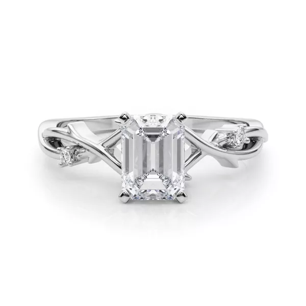 Vine Nature Inspired Engagement Ring With 1 Carat Emerald Diamond