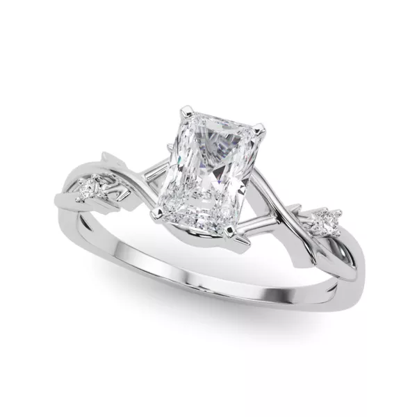 Vine Nature Inspired Engagement Ring With 1.19 Carat Radiant Diamond