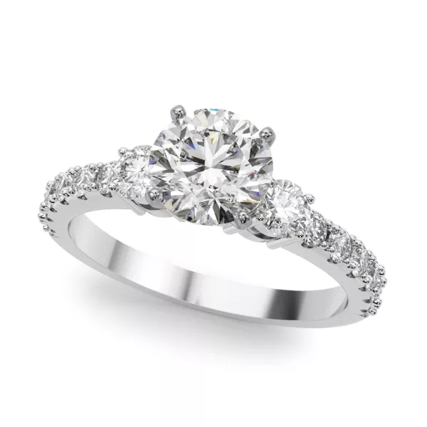 Christina 3 Stone Pave Diamond Engagement Ring