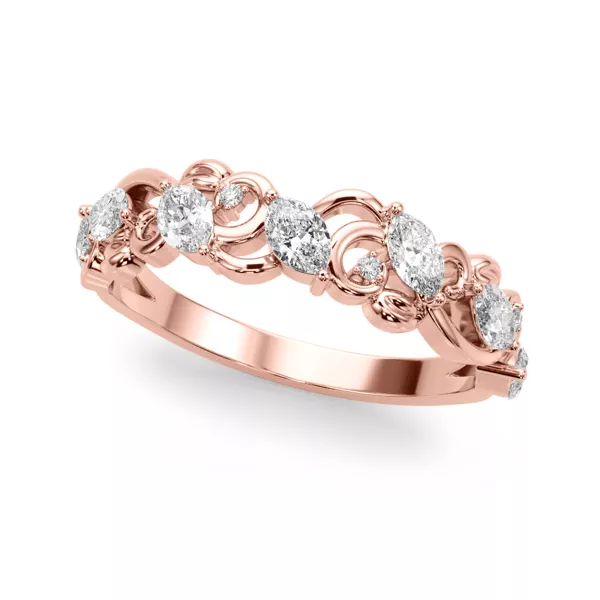 Seraphina Marquise And Round Diamond Nature Inspired Wedding Band