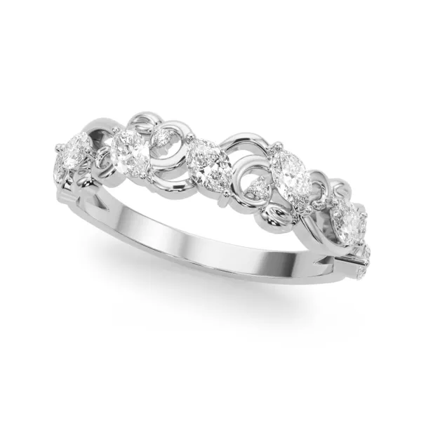 Seraphina Marquise And Round Diamond Nature Inspired Wedding Band