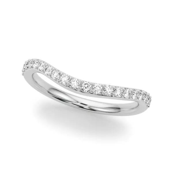 Sapphiris Curved Pave Diamond Wedding Band