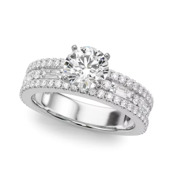 Opulencia Round And Baguette Diamond Engagement Ring