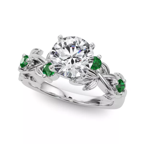 Flamenco Emerald Twisted Vine & Leaf Ring