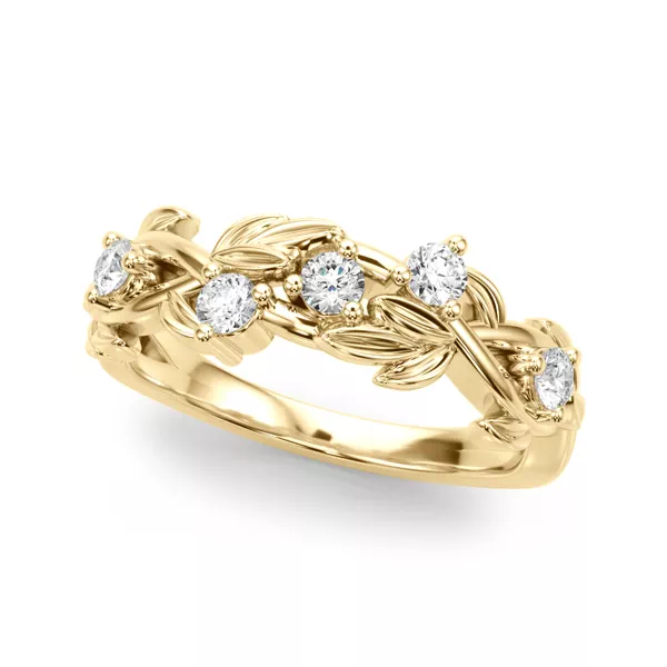 Flamenco Twisted Vine And Leaf Wedding Band