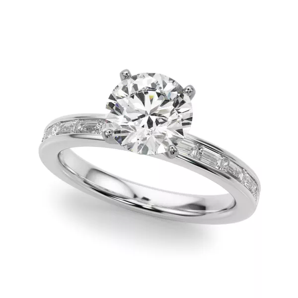 Fleurie Channel Set Baguette Engagement Ring
