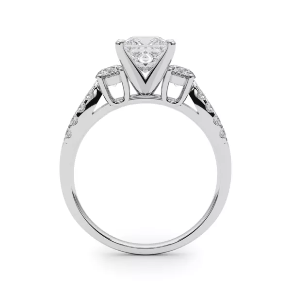 Rosella Three Stone Lab Engagement Ring With 1.8 Carat Princess Diamond