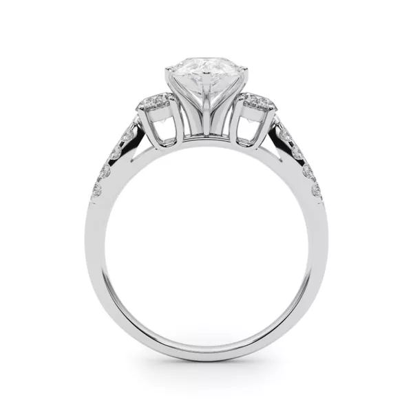Rosella Three Stone Lab Engagement Ring With 1.04 Carat Pear Diamond