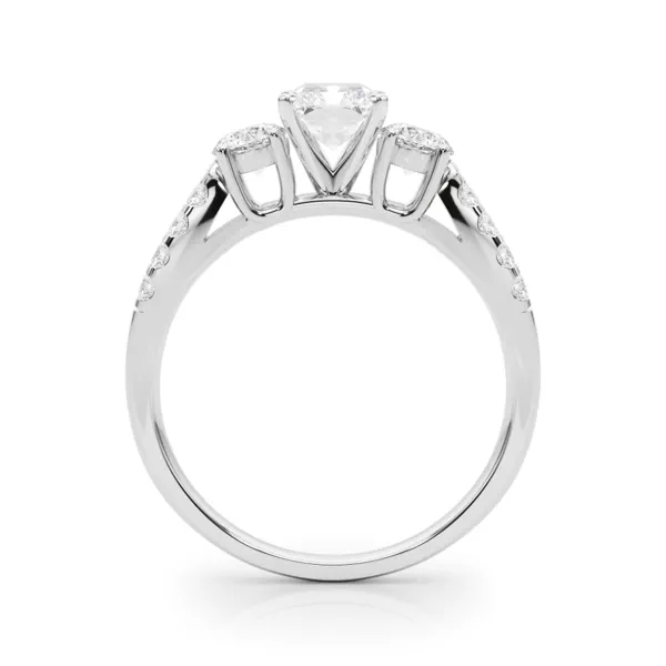 Rosella Three Stone Lab Engagement Ring With 1.19 Carat Radiant Diamond