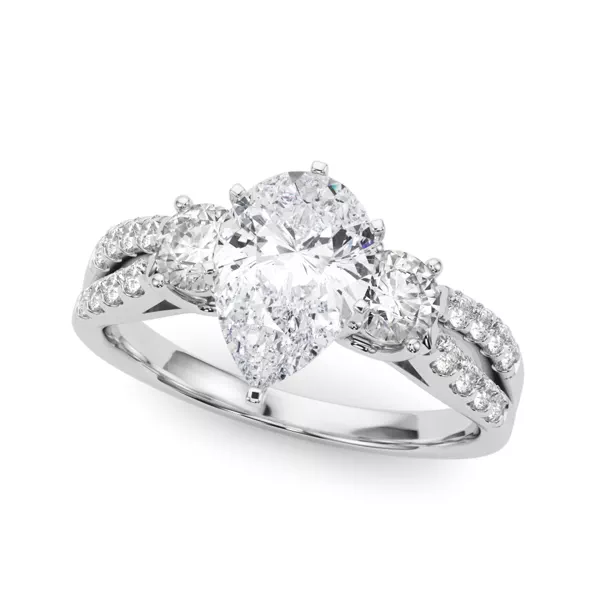 Rosella Three Stone Engagement Ring With 1.04 Carat Pear Diamond