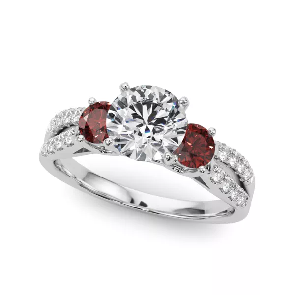 Rosella Three Stone Ruby Engagement Ring