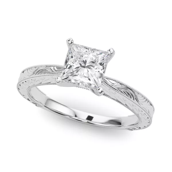 Mila Vintage-Inspired Solitaire Engagement Ring With 1.8 Carat Princess Diamond