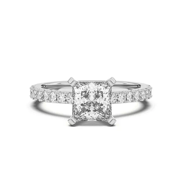 Riley Classic Pavé Diamond Engagement Ring With 1.8 Carat Princess Diamond