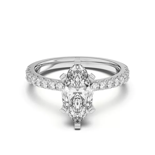 Riley Classic Pavé Diamond Engagement Ring With 1.01 Carat Marquise Diamond