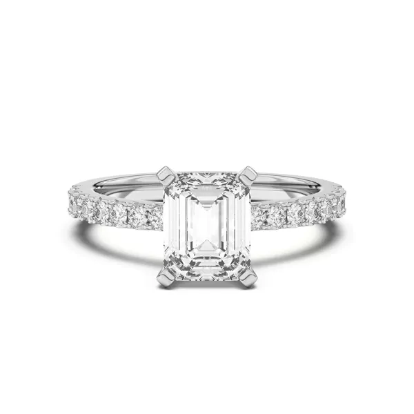 Riley Classic Pavé Diamond Engagement Ring With 1.01 Carat Emerald Diamond