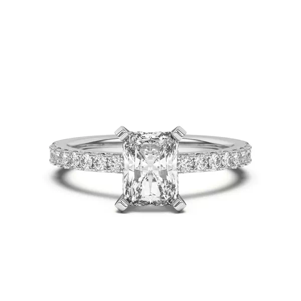 Riley Classic Pavé Diamond Engagement Ring With 1.19 Carat Radiant Diamond