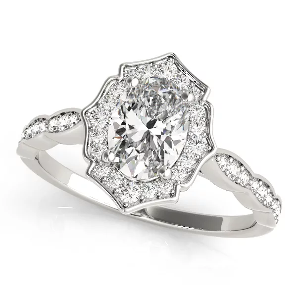 Hannah Scalloped Diamond Halo Engagement Ring