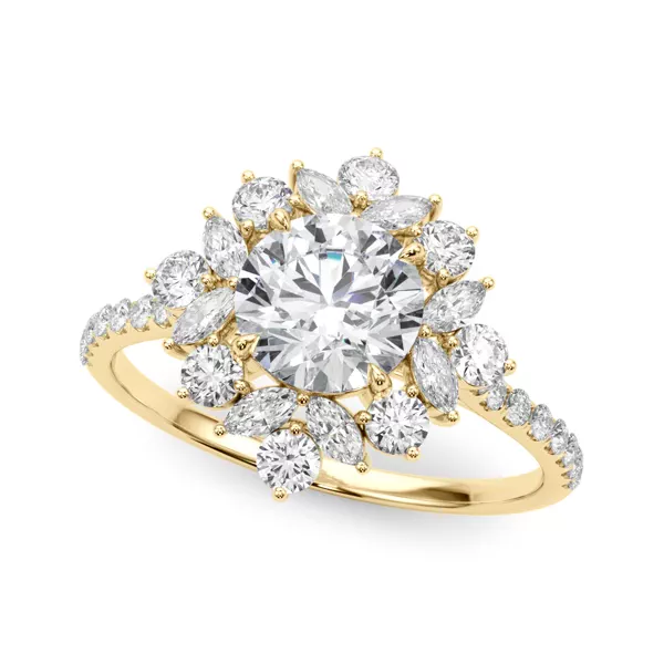 Carla Marquise And Round Diamond Halo Engagement Ring