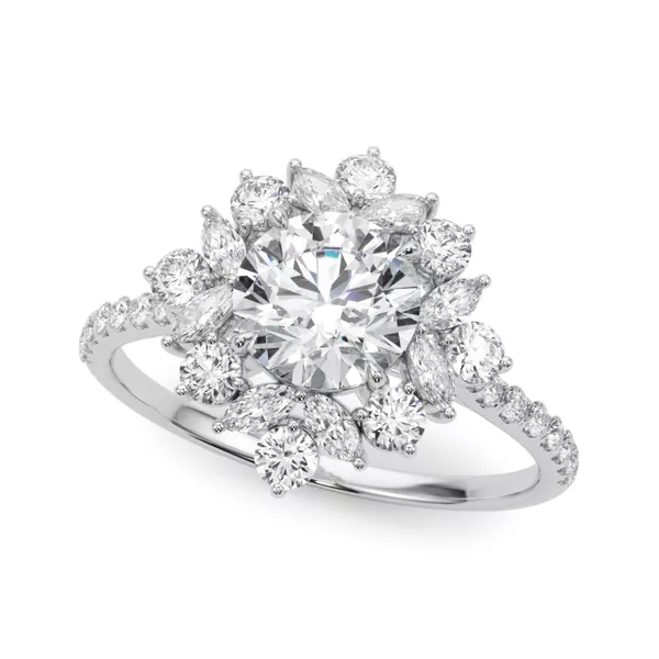 Carla Marquise And Round Diamond Halo Engagement Ring