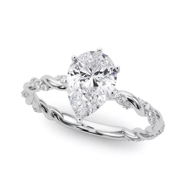 Freya Lab Diamond Twist Engagement Ring With 1 Carat Pear Diamond
