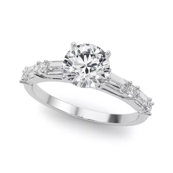 Amberine Baguette And Round Diamond Engagement Ring
