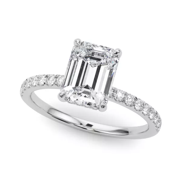 Genevieve Hidden Halo Diamond Engagement Ring With 1 Carat Emerald Diamond
