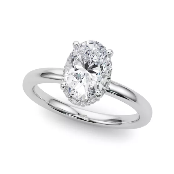 Cerise Hidden Halo Oval Ring