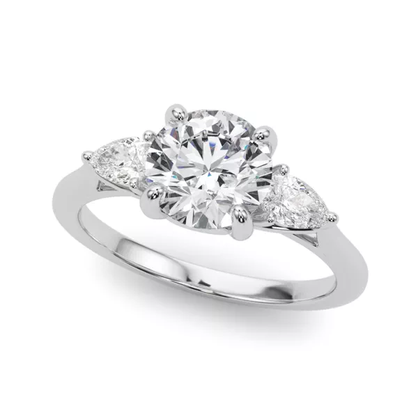 Daphne Pear Three-Stone Diamond Engagement Ring