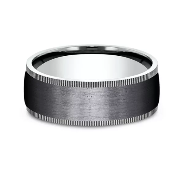 Satin Black Titanium & Gold Coin Edge Comfort-Fit Band (8mm)