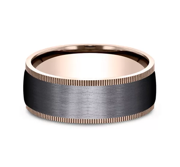 Satin Black Titanium & Gold Coin Edge Comfort-Fit Band (8mm)