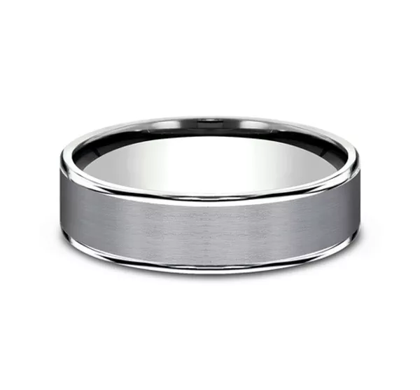 Satin Tantalum Two-Tone Comfort-Fit Band (6.5mm)