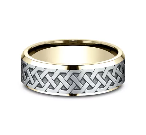 Celtic Love Knot Beveled Edge Comfort Fit Band (7mm)
