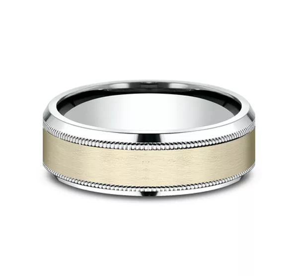 Satin Finish Milgrain Beveled Edge Comfort Fit Band (7mm)