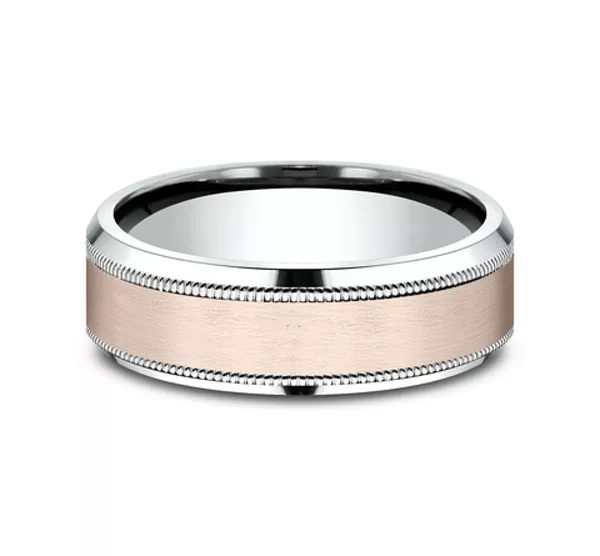 Satin Finish Milgrain Beveled Edge Comfort Fit Band (7mm)