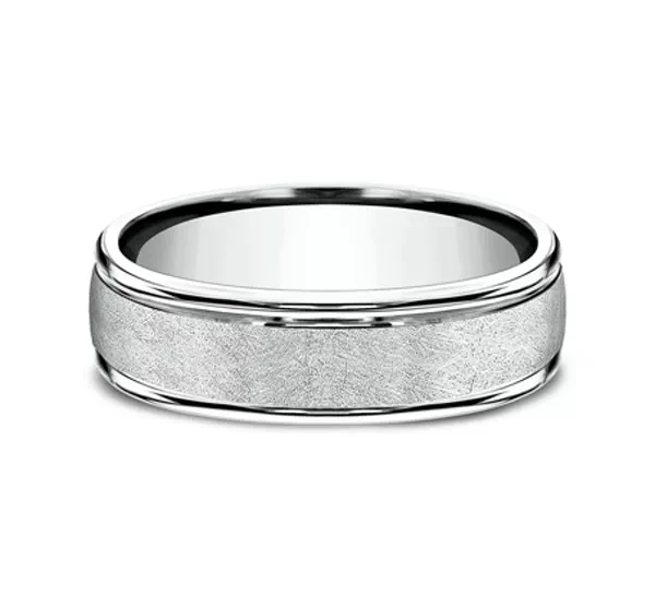 Linen Texture Drop Edge Comfort-Fit Band (6.5mm)