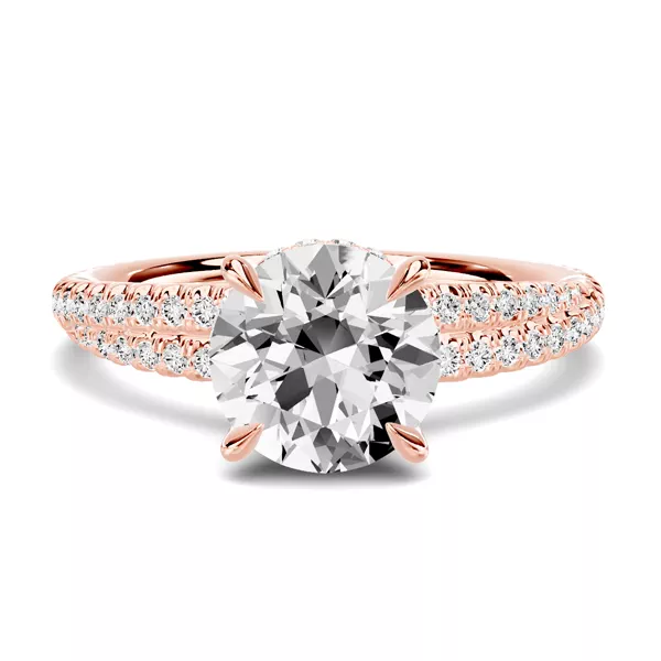 Avalon Double Pavé Crossover Hidden Halo Engagement Ring