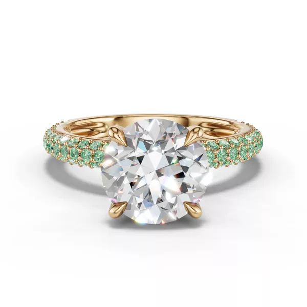Selora Fancy Green Pavé Lab Diamond Rolled Pavé Ring