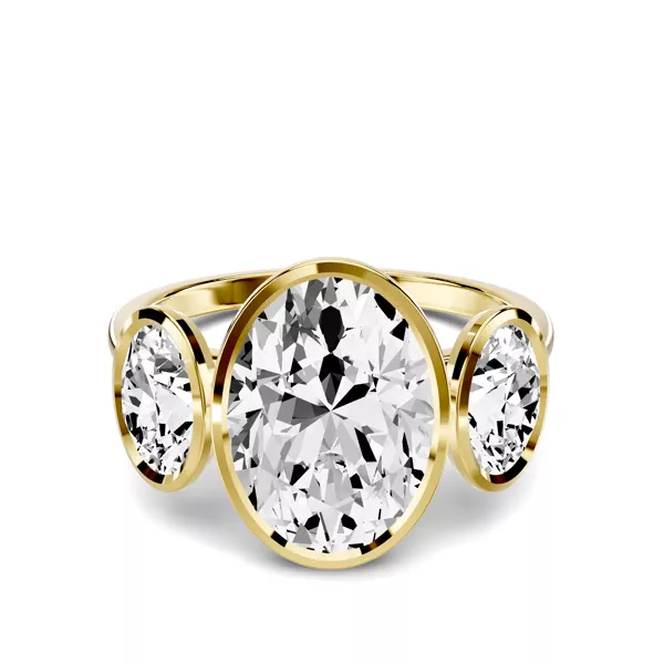 Montero Oval Bezel Three-Stone Lab Diamond Engagement Ring (1.00 ct. tw.)