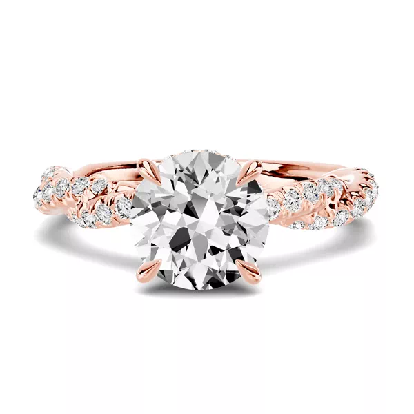 Riona Double Pavé Twist Hidden Halo Engagement Ring