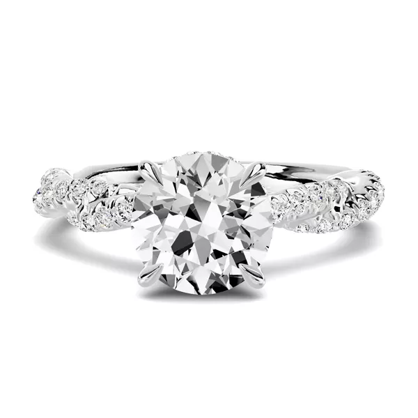 Riona Double Pavé Twist Hidden Halo Engagement Ring