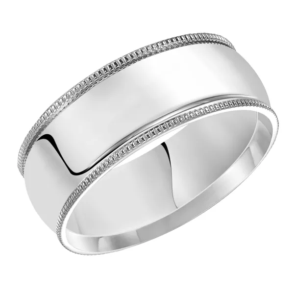 Milgrain Low Dome Comfort Fit Polished Band (8mm)