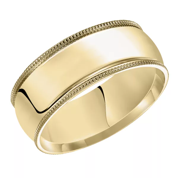 Milgrain Low Dome Comfort Fit Polished Band (8mm)