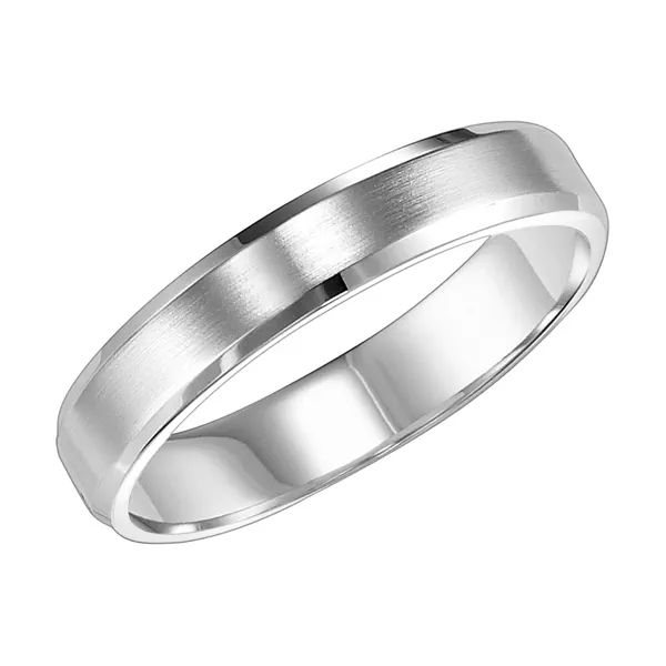 Flat Bevel Edge Carved Wedding Band (4mm)