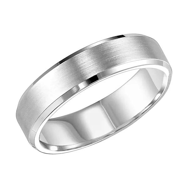 Flat Bevel Edge Carved Wedding Band (6mm)