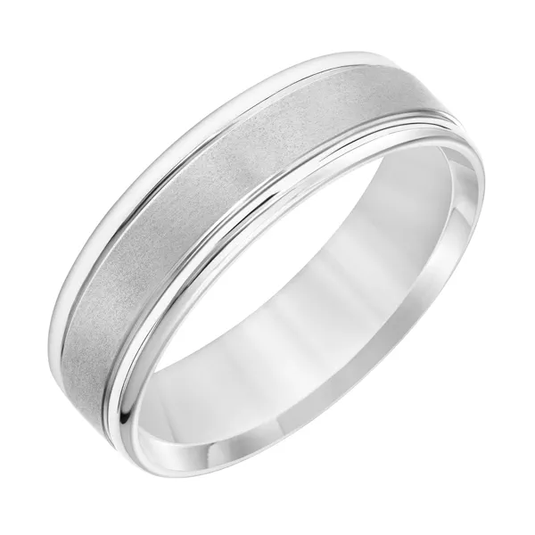 Brushed Finish Polished Edge Wedding Band (6.5mm)