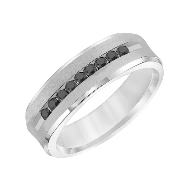 Black Diamond Ring With Brushed Finish