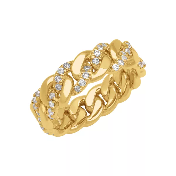 Cuban Link Half-Eternity Diamond Band (7mm)